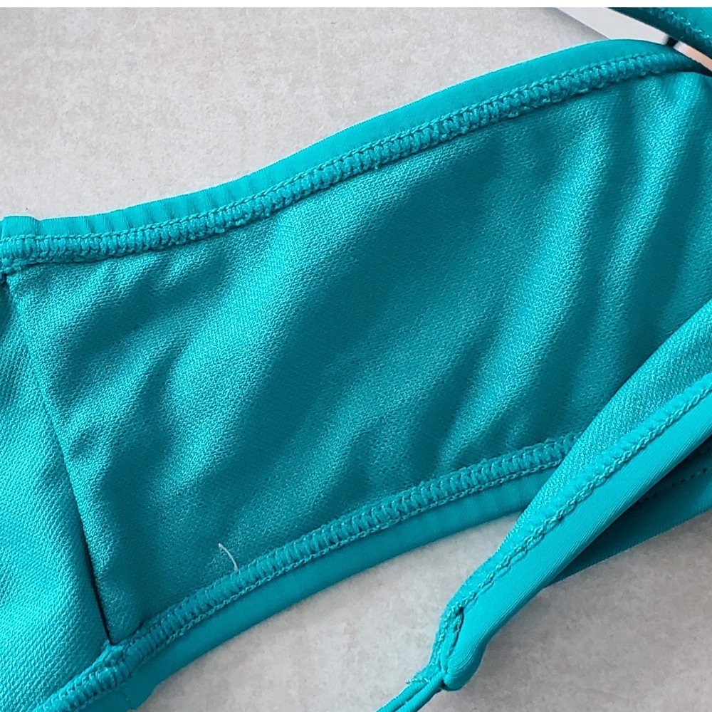 Cabana del Sol Bikini Bottoms Teal Solid High Cut Swim Beach Pool Large - Picture 5 of 5